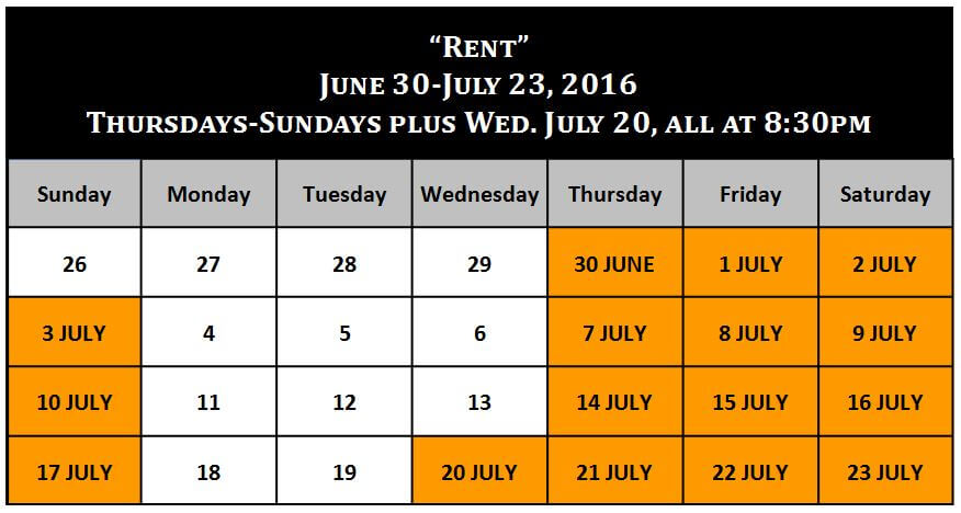 Performance Calendar - Rent